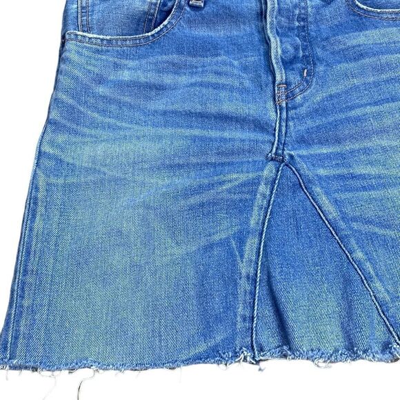 Moussy denim mini skirt hidden button fly frayed hem 24 - Picture 2 of 6